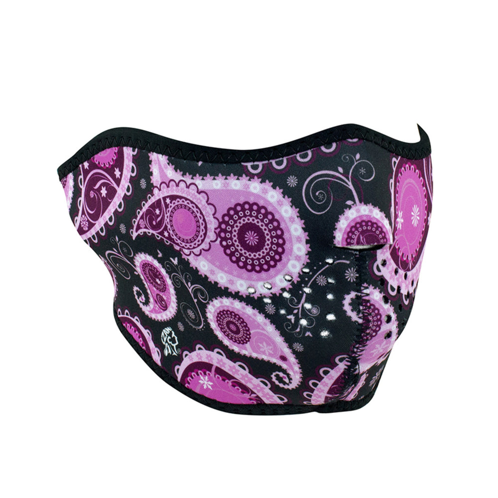 WNFM162H ZAN® Half Mask- Neoprene- Purple Paisley  Thunderbird Speed Shop