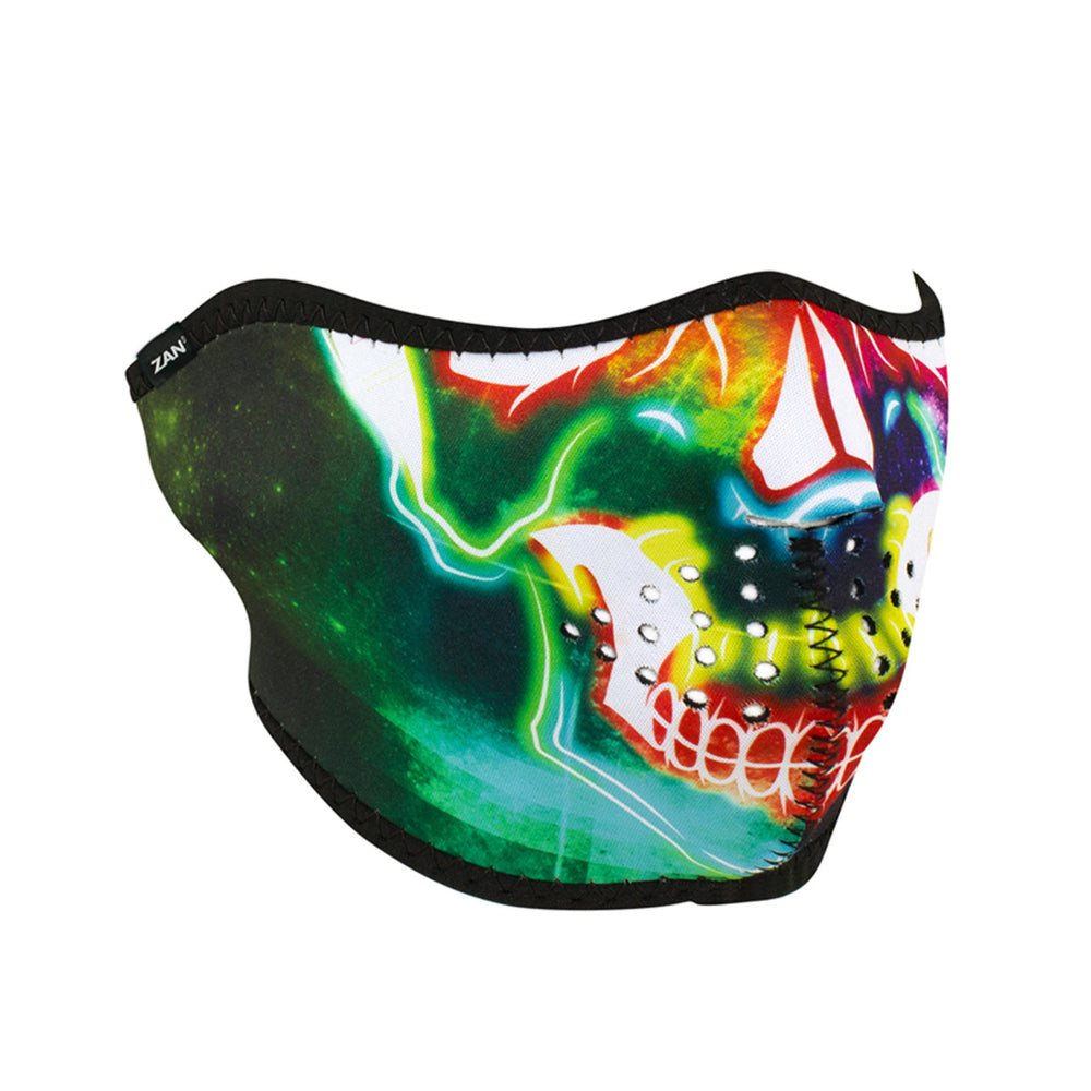 WNFM098H ZAN® Half Mask- Neoprene- Neon Skull  Thunderbird Speed Shop