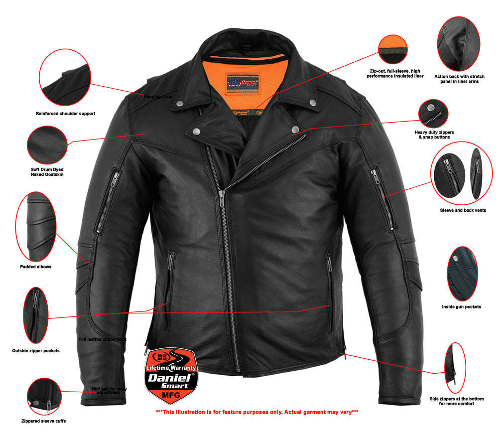 DS794 Men's Modern Longer Beltless Biker Jacket  Thunderbird Speed Shop