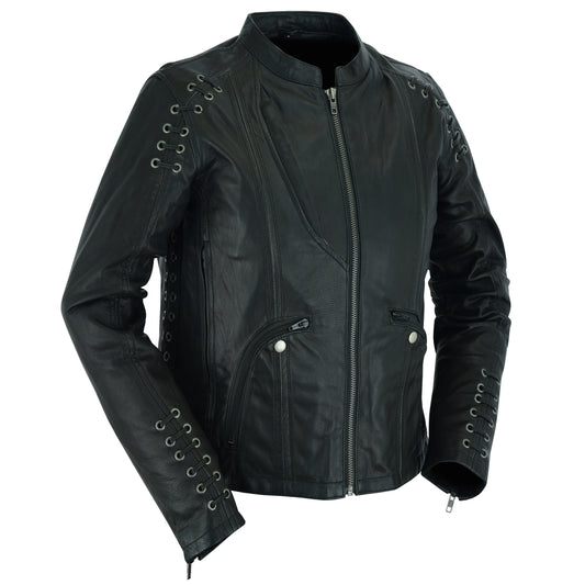 DS885 Women's Stylish Jacket with Grommet and Lacing Accents  Thunderbird Speed Shop