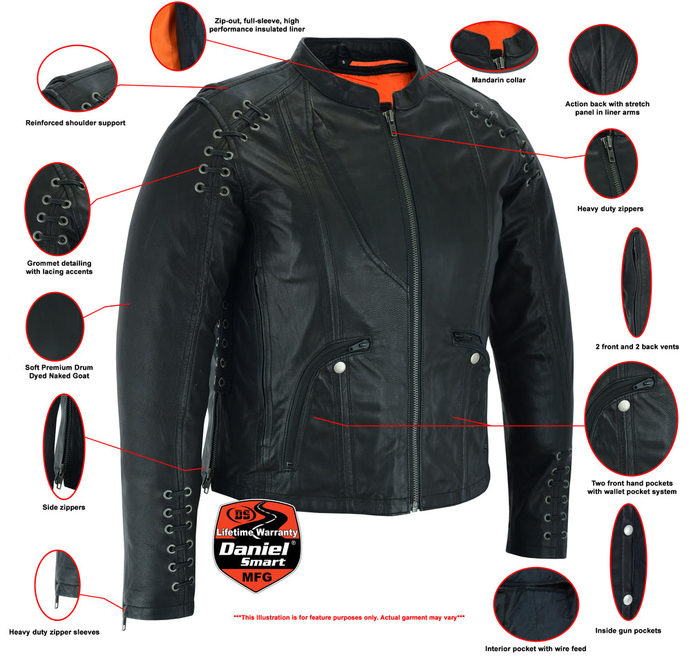 DS885 Women's Stylish Jacket with Grommet and Lacing Accents  Thunderbird Speed Shop