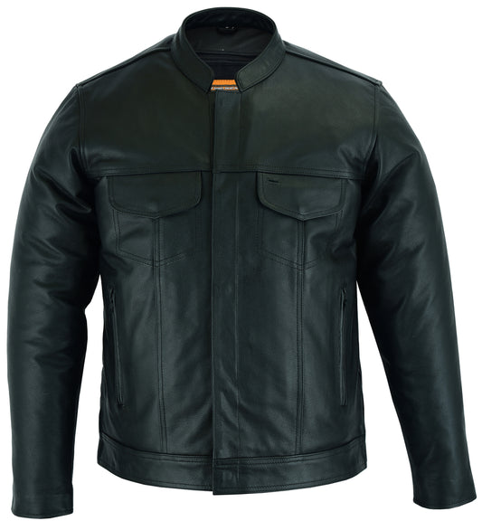 DS788 Men's Full Cut Leather Shirt with Zipper/Snap Front  Thunderbird Speed Shop