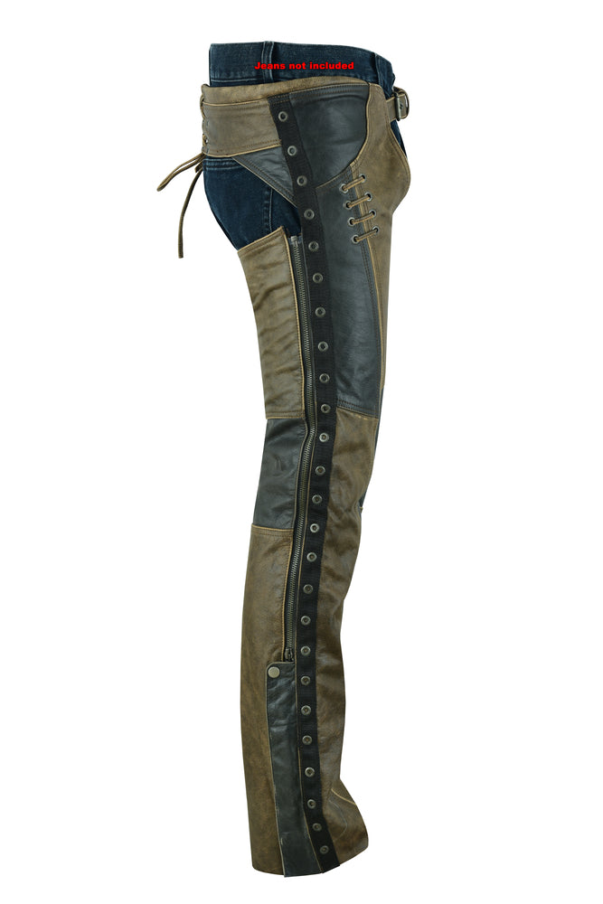 DS498 Women's Stylish Lightweight Hip Set Chaps- Two Tone  Thunderbird Speed Shop