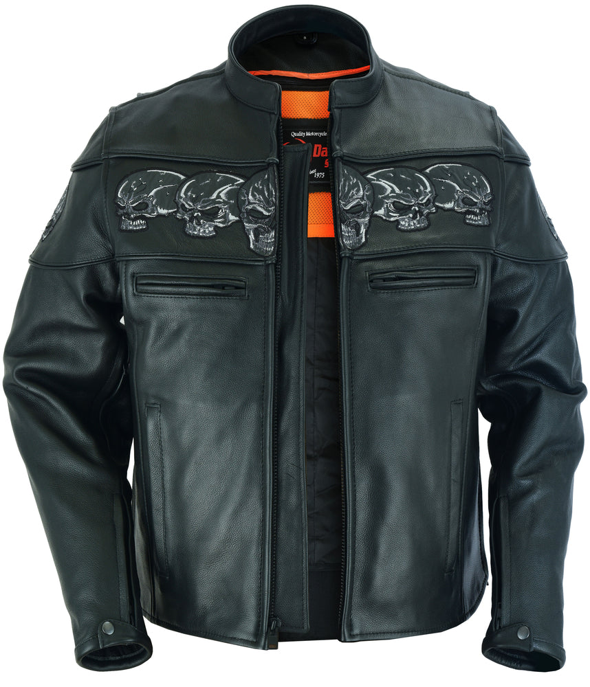 DS700 Men's Scooter Jacket w/Reflective Skulls  Thunderbird Speed Shop