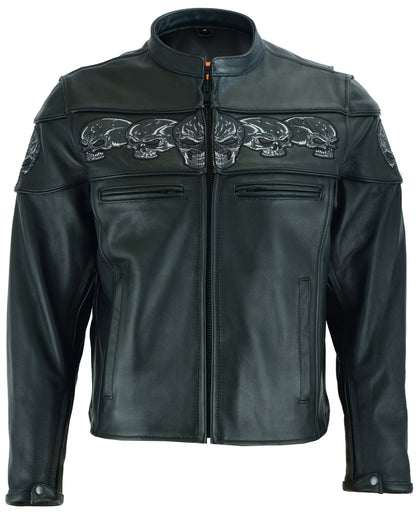 DS700 Men's Scooter Jacket w/Reflective Skulls  Thunderbird Speed Shop