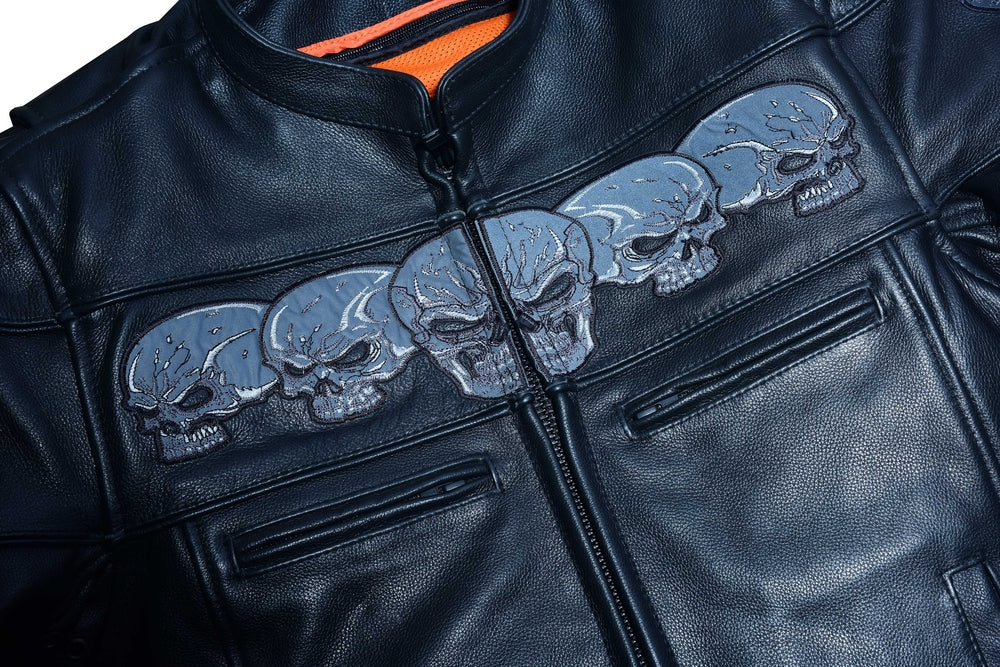 DS700 Men's Scooter Jacket w/Reflective Skulls  Thunderbird Speed Shop