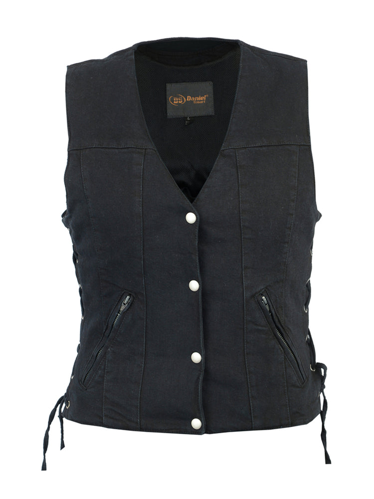 DM906BK Women's Single Back Panel Concealed Carry Denim Vest  Thunderbird Speed Shop