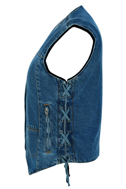 DM948 Women's 6 Pocket Denim Utility Vest - Blue  Thunderbird Speed Shop