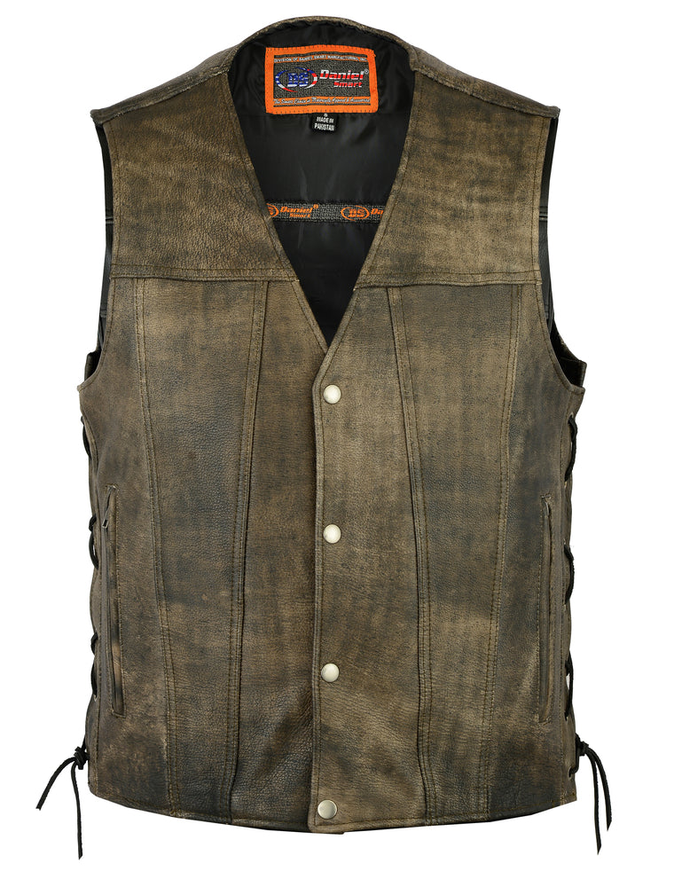 DS107 Men's Antique Brown Single Back Panel Concealed Carry Vest  Thunderbird Speed Shop