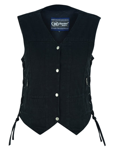 DM947 Women's 6 Pocket Denim Utility Vest - Black  Thunderbird Speed Shop