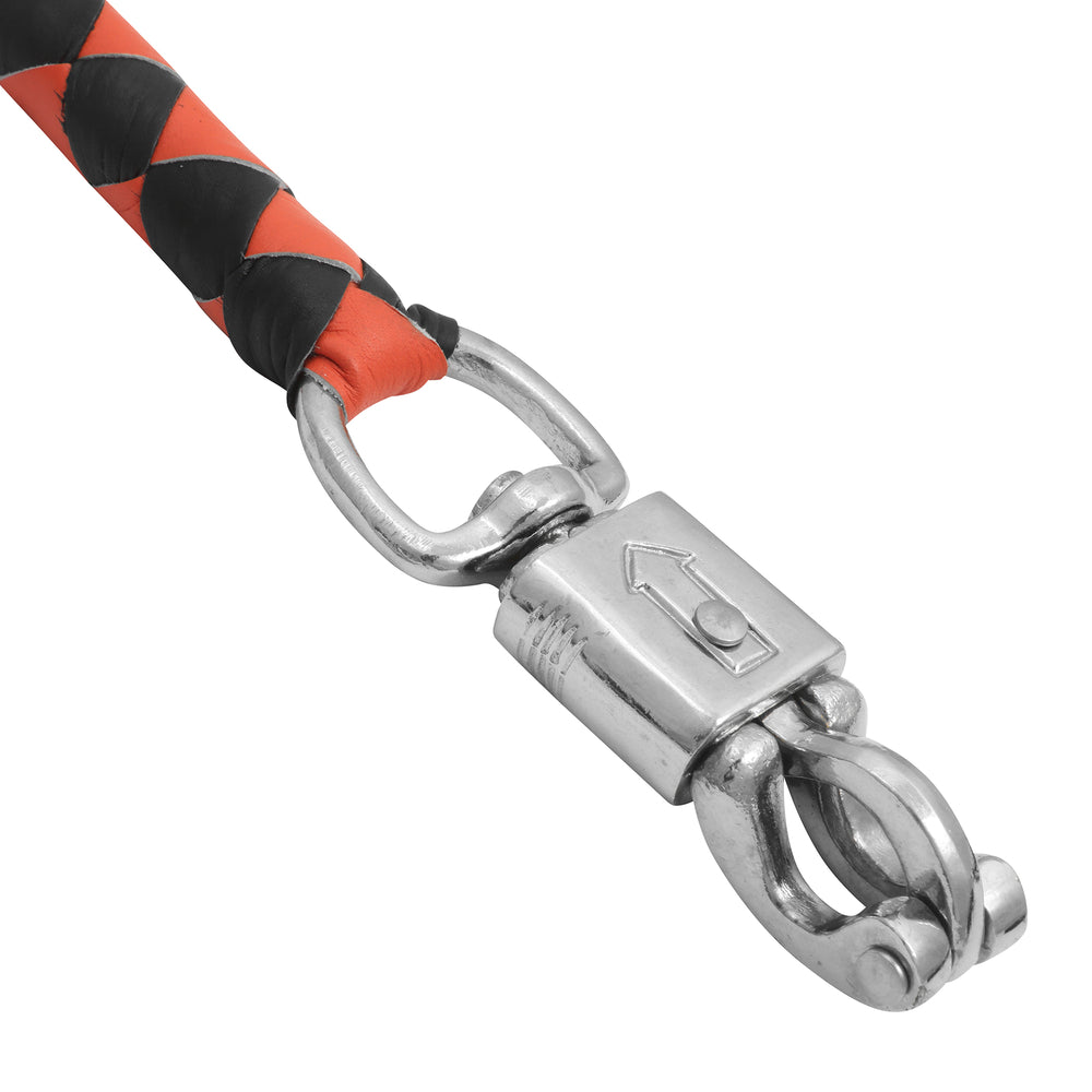 GBW209B Leather Biker Whip-Orange/Black W / White Pool Ball  Thunderbird Speed Shop