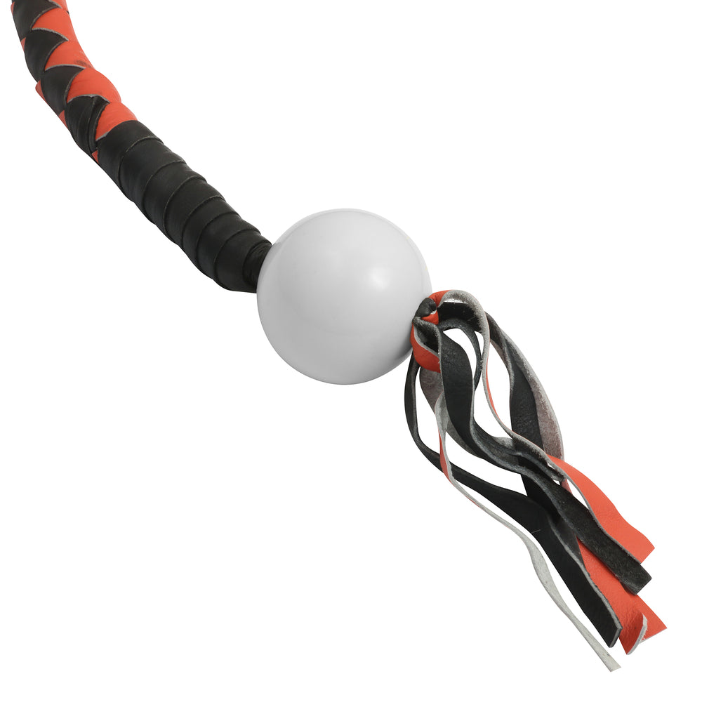 GBW209B Leather Biker Whip-Orange/Black W / White Pool Ball  Thunderbird Speed Shop