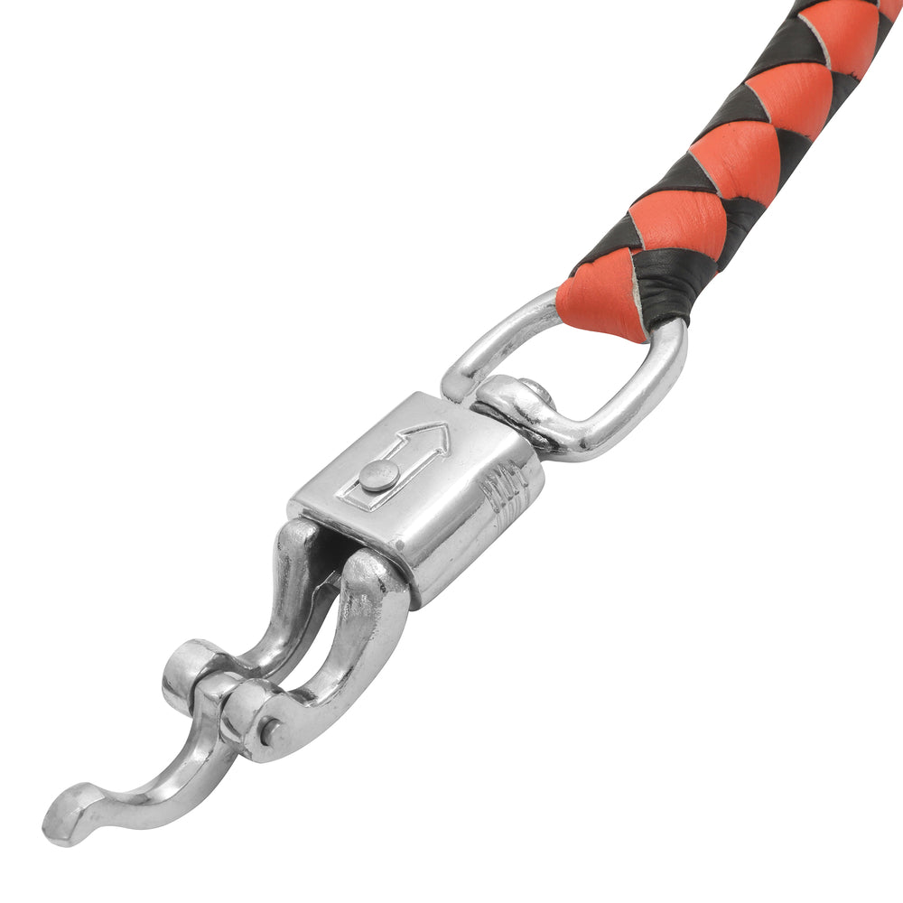 GBW209B Leather Biker Whip-Orange/Black W / White Pool Ball  Thunderbird Speed Shop