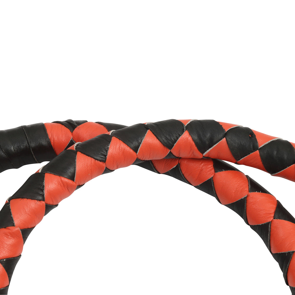 GBW209B Leather Biker Whip-Orange/Black W / White Pool Ball  Thunderbird Speed Shop