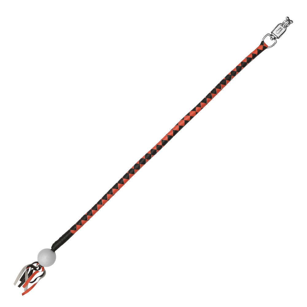 GBW209B Leather Biker Whip-Orange/Black W / White Pool Ball  Thunderbird Speed Shop