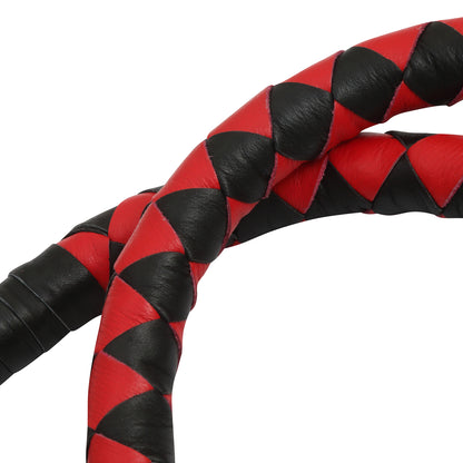 GBW211B Leather Biker Whip-Red/Black W / White Pool Ball  Thunderbird Speed Shop