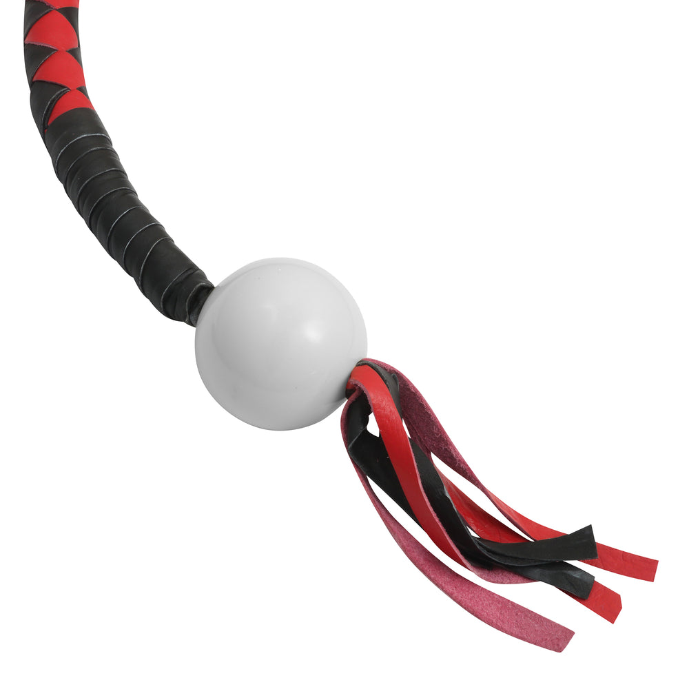 GBW211B Leather Biker Whip-Red/Black W / White Pool Ball  Thunderbird Speed Shop