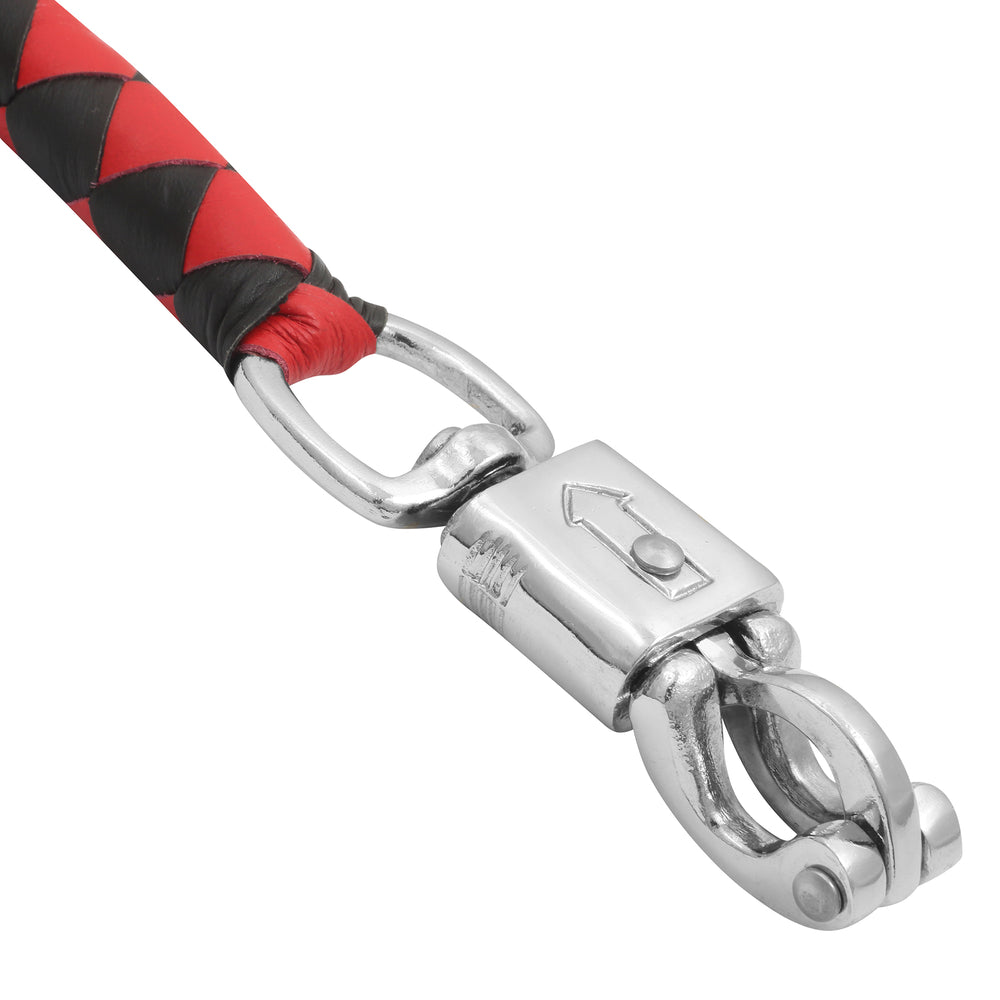 GBW211B Leather Biker Whip-Red/Black W / White Pool Ball  Thunderbird Speed Shop