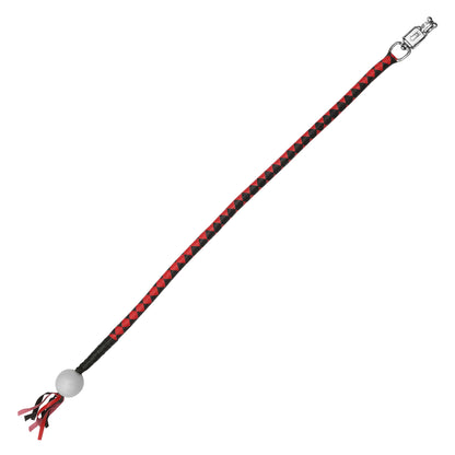 GBW211B Leather Biker Whip-Red/Black W / White Pool Ball  Thunderbird Speed Shop