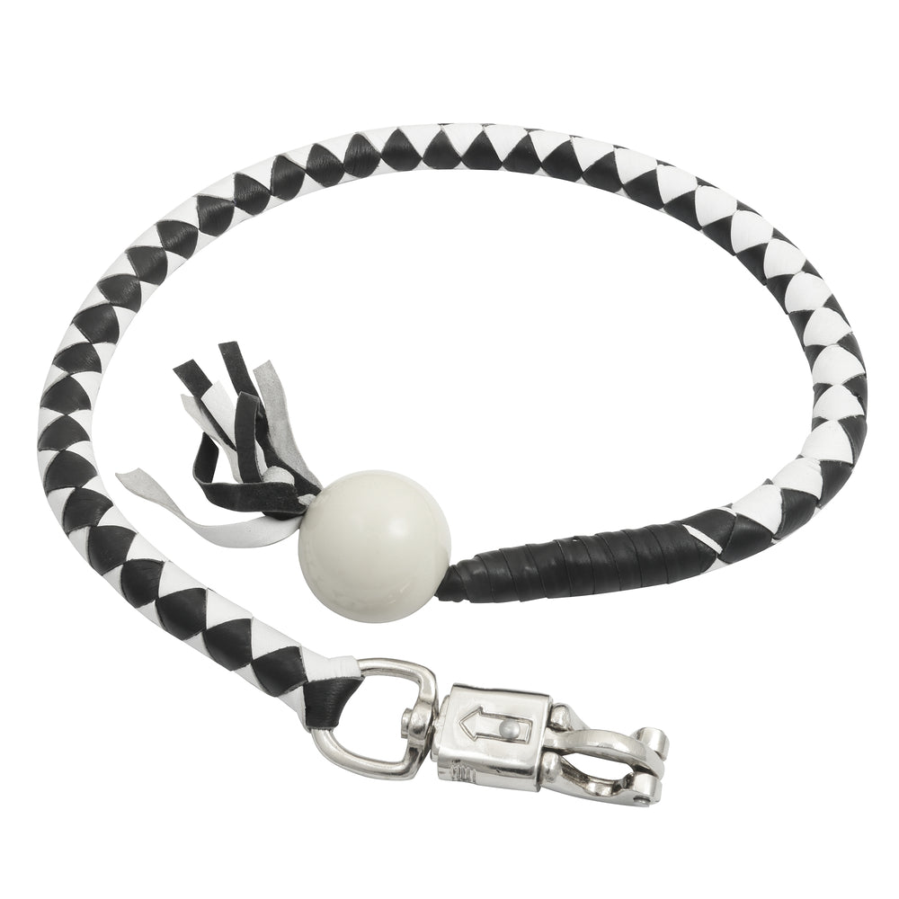 GBW212B Leather Biker Whip-White/black W / White Pool Ball  Thunderbird Speed Shop