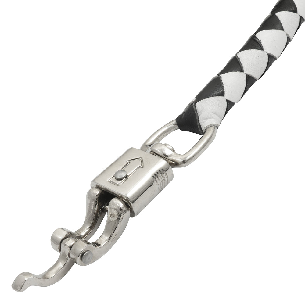 GBW212B Leather Biker Whip-White/black W / White Pool Ball  Thunderbird Speed Shop