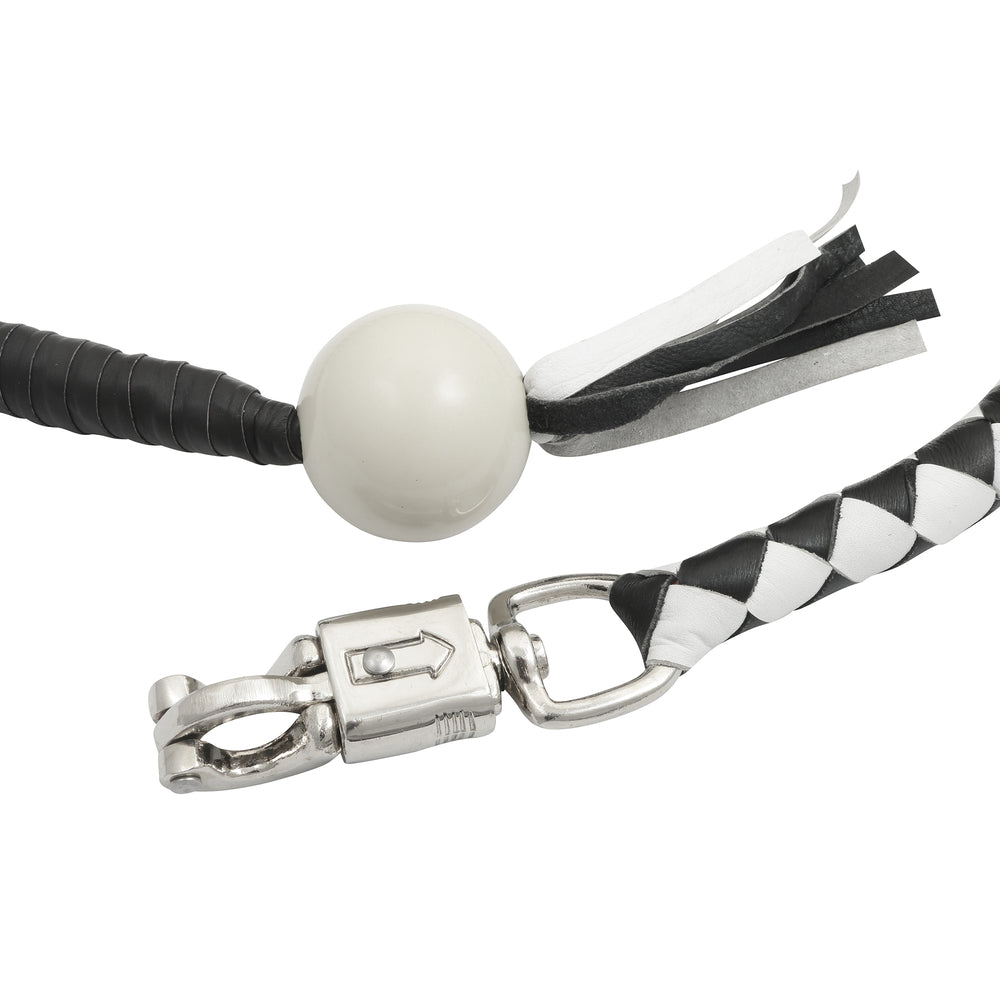 GBW212B Leather Biker Whip-White/black W / White Pool Ball  Thunderbird Speed Shop