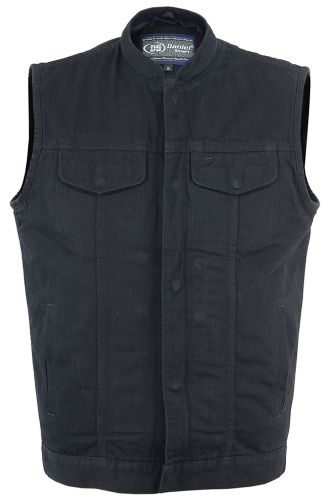 DM982 Men's Black Denim Single Back Panel Concealment Vest w/Rem  Thunderbird Speed Shop