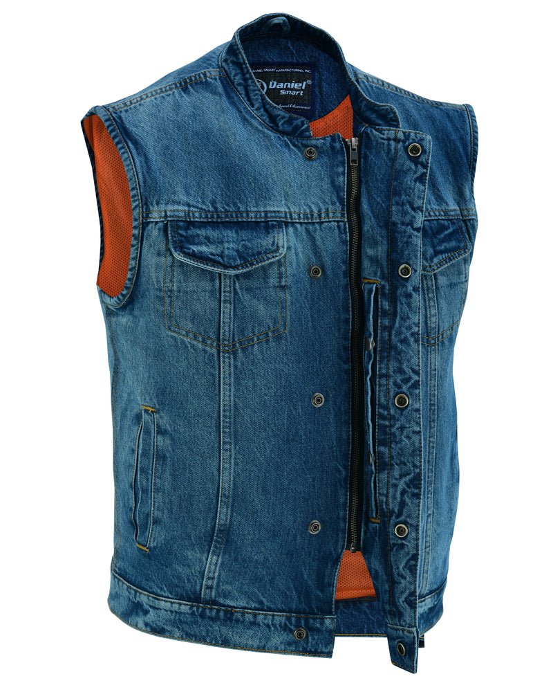 DM989BU Concealed Snap Closure, Denim Material, Scoop Collar & Hidden  Thunderbird Speed Shop