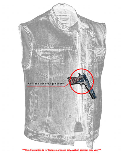 DM989BU Concealed Snap Closure, Denim Material, Scoop Collar & Hidden  Thunderbird Speed Shop