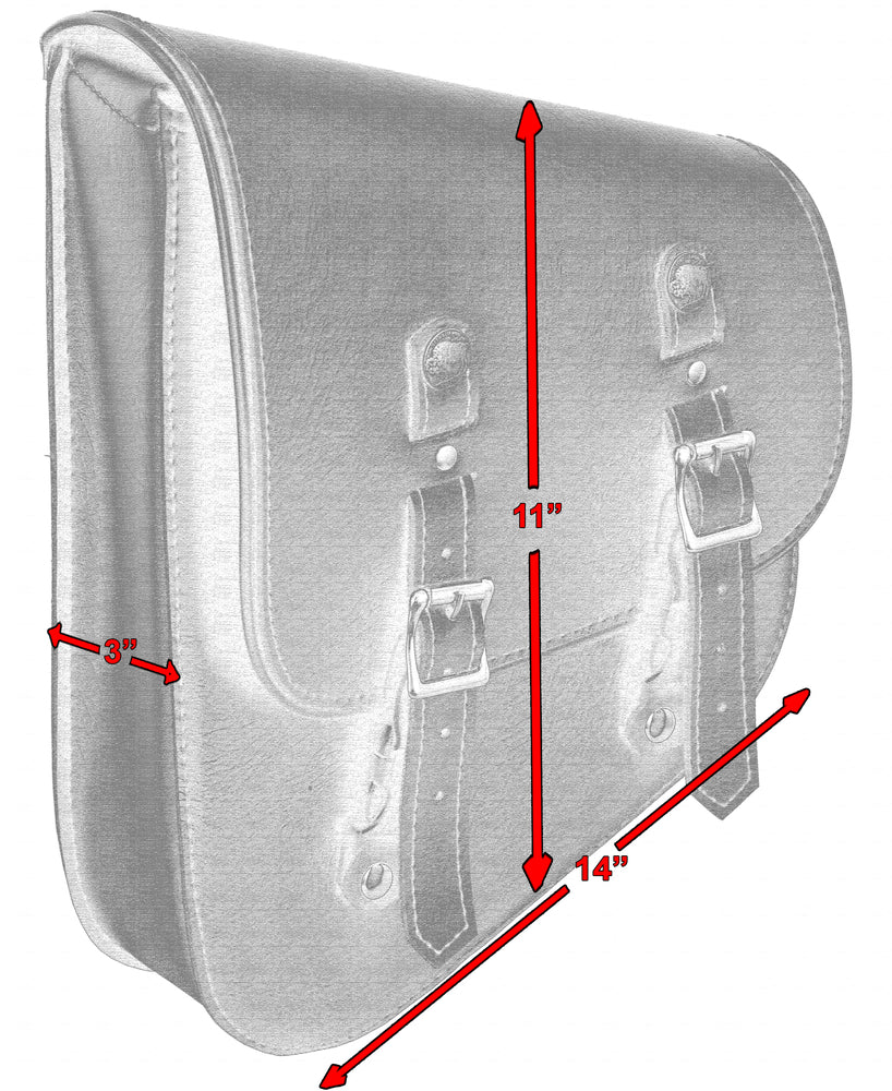 DS4010L Left Side Premium Leather Swing Arm Bag W/ Buffalo Snaps  Thunderbird Speed Shop