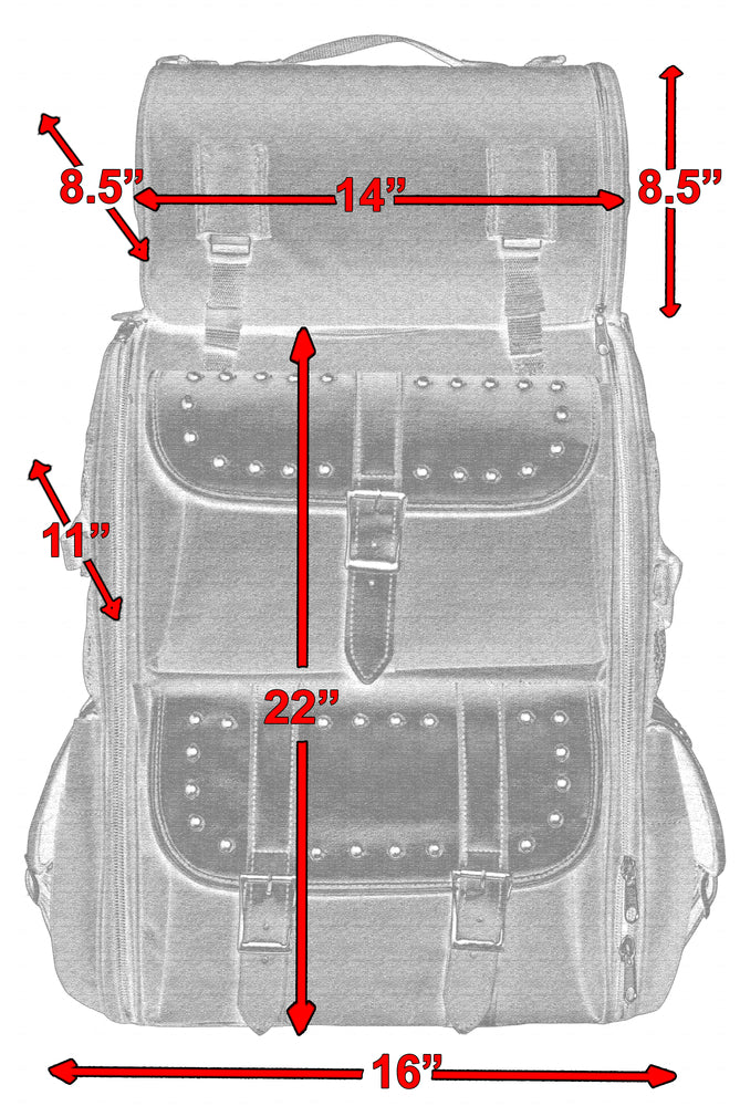 DS391S Updated Touring Sissy Bar Bag w/ Studs  Thunderbird Speed Shop