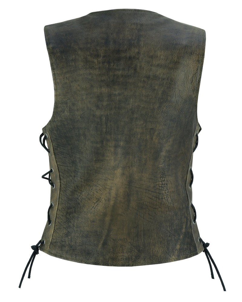 DS207 Women's Antique Brown Single Back Panel Concealed Carry Vest  Thunderbird Speed Shop