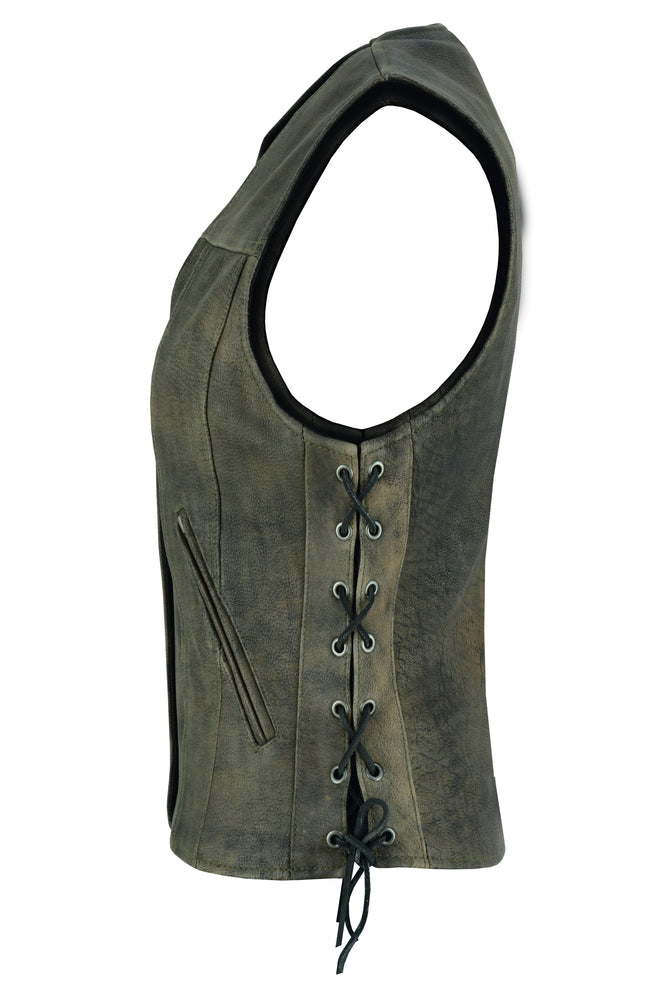 DS207 Women's Antique Brown Single Back Panel Concealed Carry Vest  Thunderbird Speed Shop