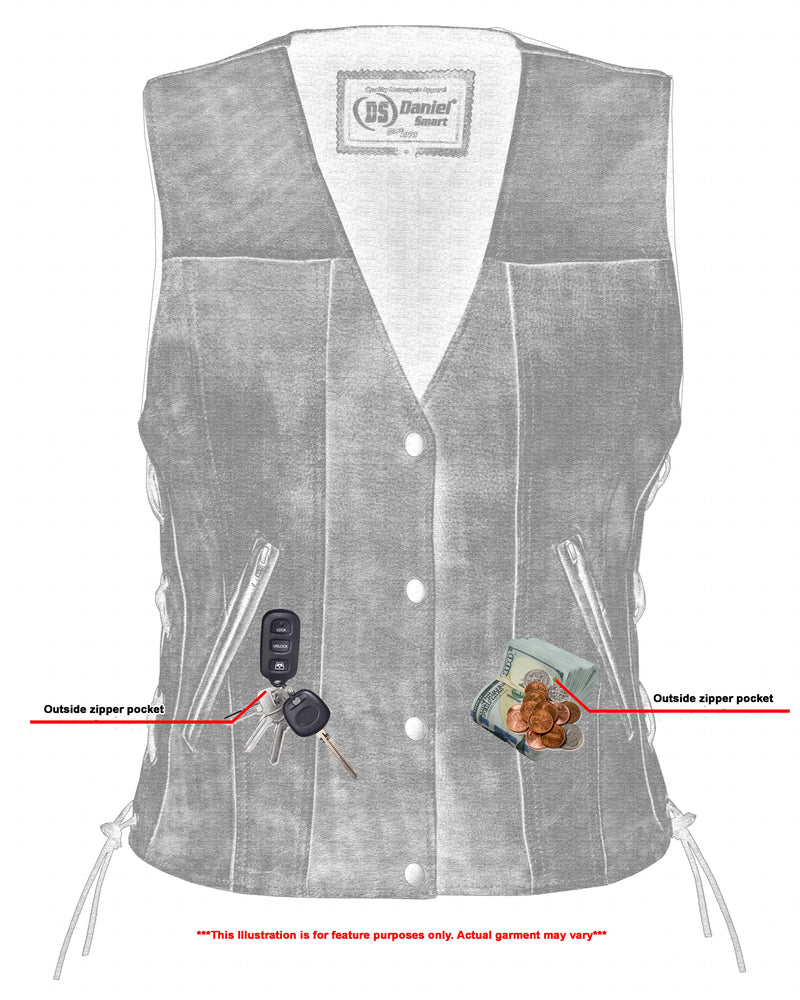 DS207 Women's Antique Brown Single Back Panel Concealed Carry Vest  Thunderbird Speed Shop