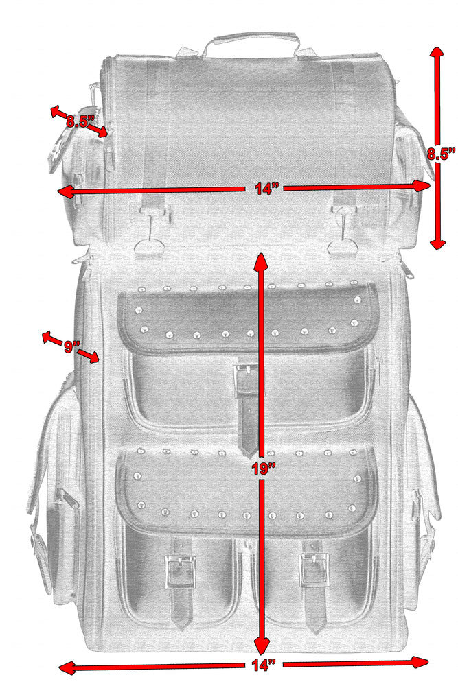 DS386 Updated Touring Back Pack With Studs  Thunderbird Speed Shop