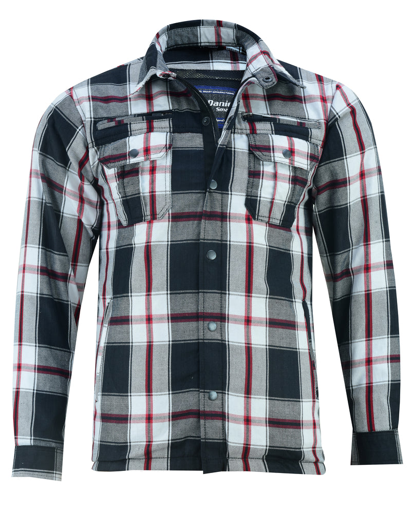 DS4672 Armored Flannel Shirt - Black, White & Red  Thunderbird Speed Shop