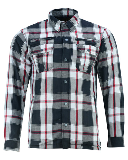 DS4672 Armored Flannel Shirt - Black, White & Red  Thunderbird Speed Shop