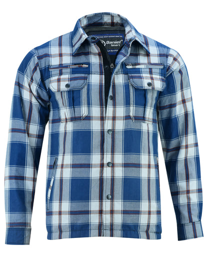 DS4673 Armored Flannel Shirt - Blue, White & Maroon  Thunderbird Speed Shop