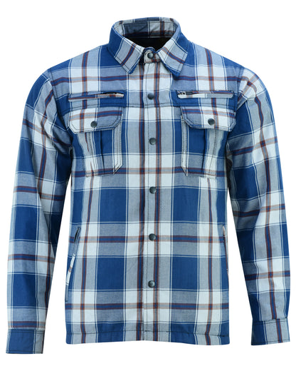 DS4673 Armored Flannel Shirt - Blue, White & Maroon  Thunderbird Speed Shop