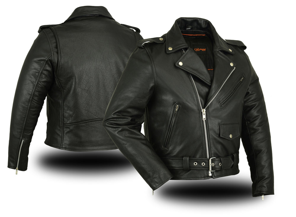 DS730 Men's Classic Plain Side Police Style M/C Jacket  Thunderbird Speed Shop