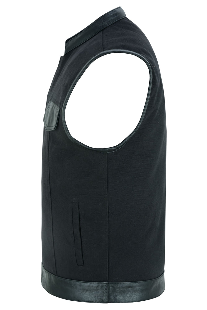 DS685 Canvas Material Single Back Panel Concealment Vest W/Leather Tr  Thunderbird Speed Shop