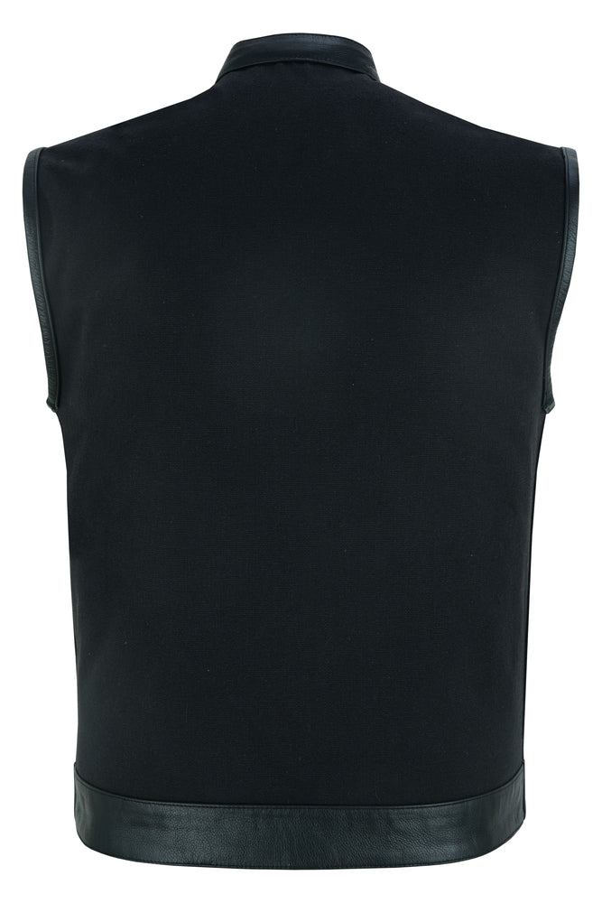 DS685 Canvas Material Single Back Panel Concealment Vest W/Leather Tr  Thunderbird Speed Shop