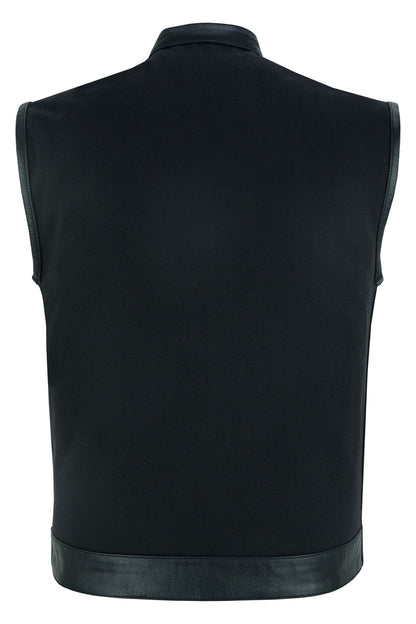 DS685 Canvas Material Single Back Panel Concealment Vest W/Leather Tr  Thunderbird Speed Shop