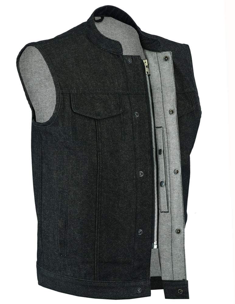 RC977 Men's Rough Rub-Off Raw Finish Denim Vest  Thunderbird Speed Shop