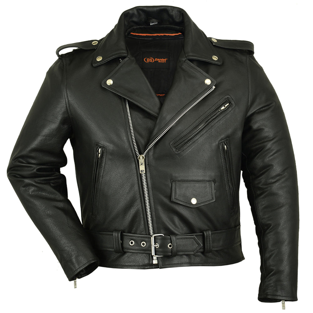 DS730 Men's Classic Plain Side Police Style M/C Jacket  Thunderbird Speed Shop