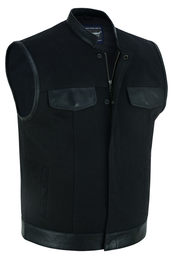 DS685 Canvas Material Single Back Panel Concealment Vest W/Leather Tr  Thunderbird Speed Shop