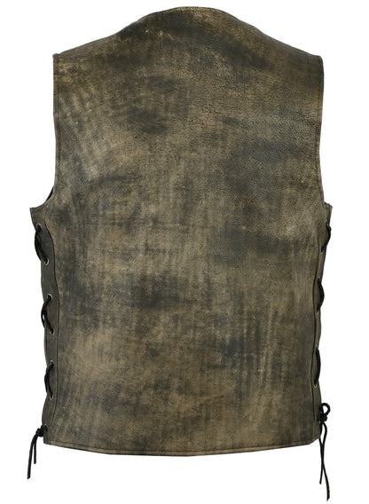 DS107 Men's Antique Brown Single Back Panel Concealed Carry Vest  Thunderbird Speed Shop