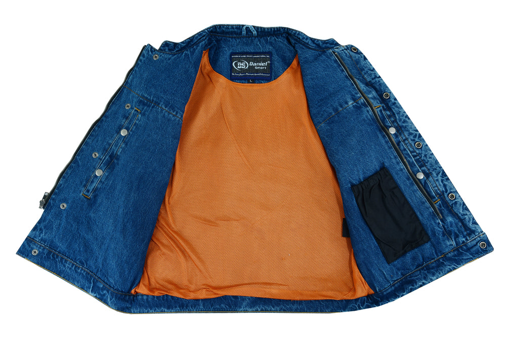 DM989BU Concealed Snap Closure, Denim Material, Scoop Collar & Hidden  Thunderbird Speed Shop