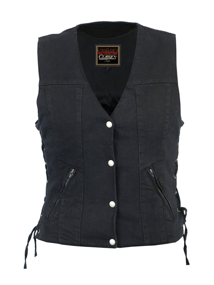 RC906BK Women's Single Back Panel Concealed Carry Denim Vest  Thunderbird Speed Shop