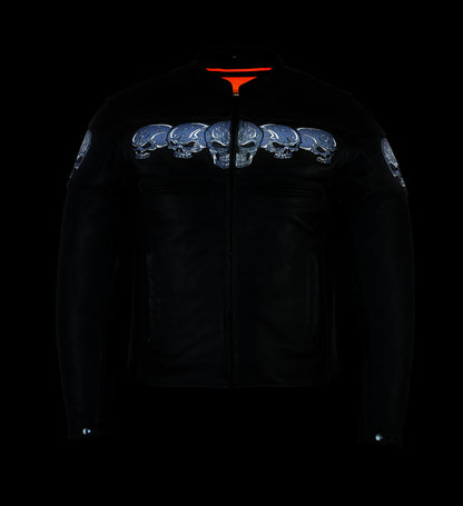 DS700 Men's Scooter Jacket w/Reflective Skulls  Thunderbird Speed Shop